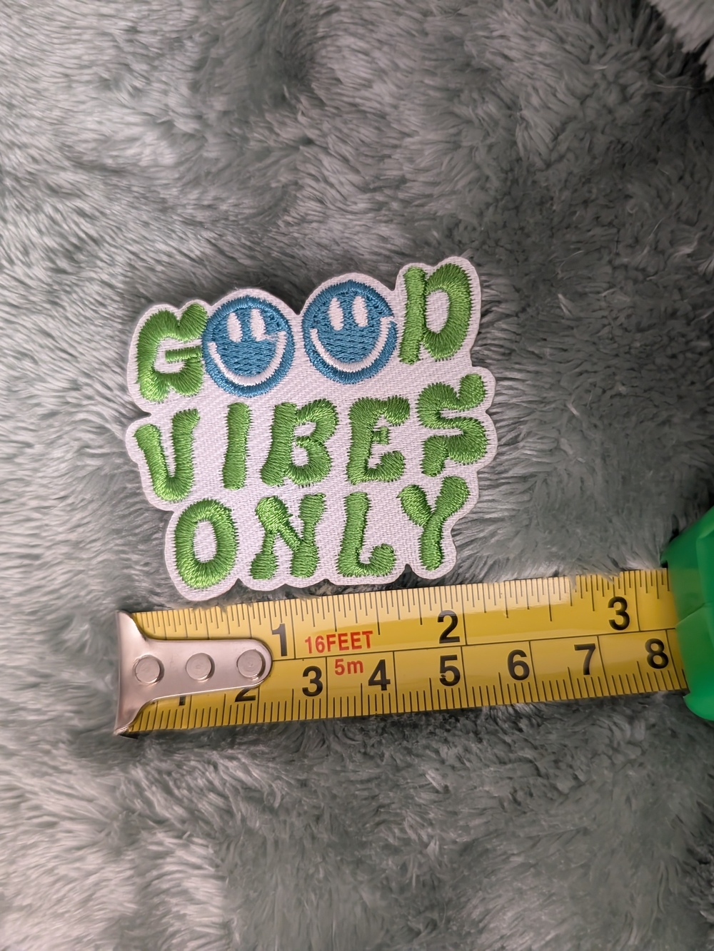 Good Vibes Only Green Embroidered Iron On Patch